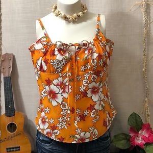 NEW🏆TAPA THREADS Hawai’i Aloha Tie Front Crop Top